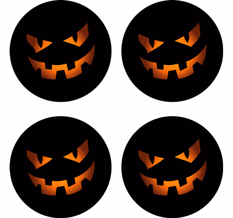 Podkładka pod kubek halloween zestaw dyniowych twarzy - TenStickers