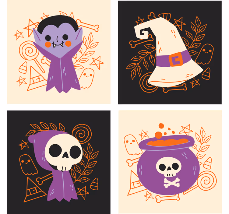 Słodkie potwory halloween podkładka pod kubki - TenStickers