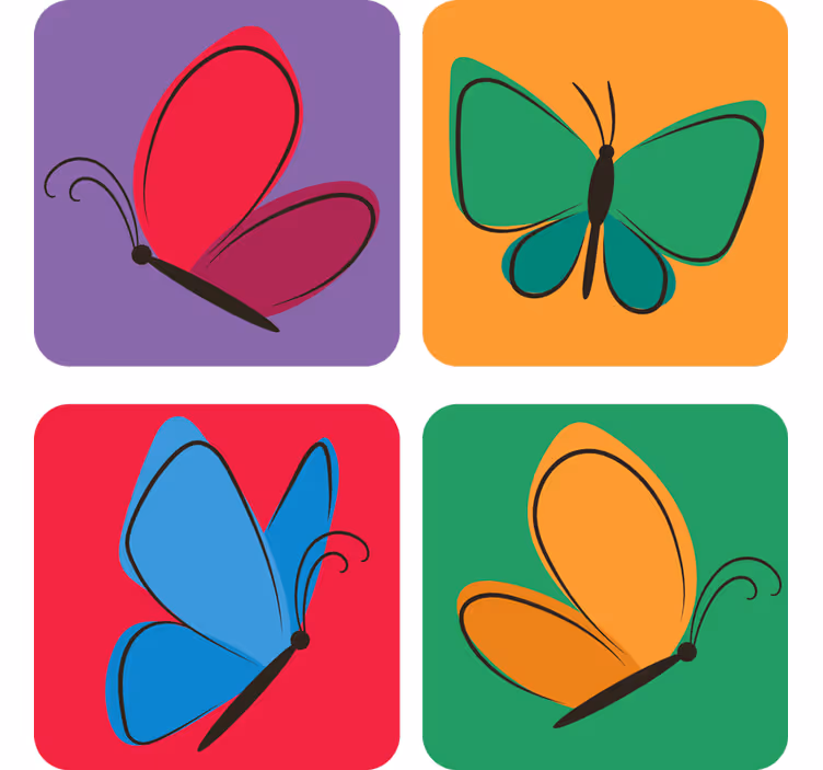 Podstawka pod kubek geek motywy kolorowych motyli - TenStickers