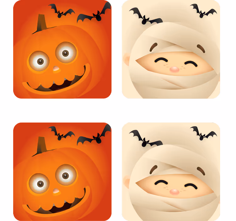Podkładka pod kubek halloween wesoła dynia i mumia - TenStickers