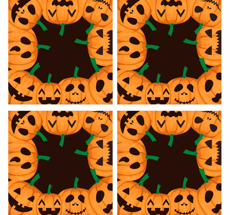 Podkładka pod kubek halloween uśmiechnięte dynie - TenStickers