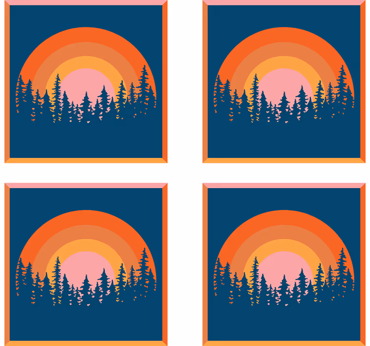 Nowoczesna podkładka pod kubek leśny zachód słońca - TenStickers