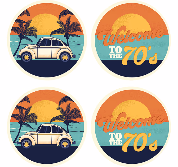 Vintage podstawki pod kubek Witamy w70-tych - TenStickers