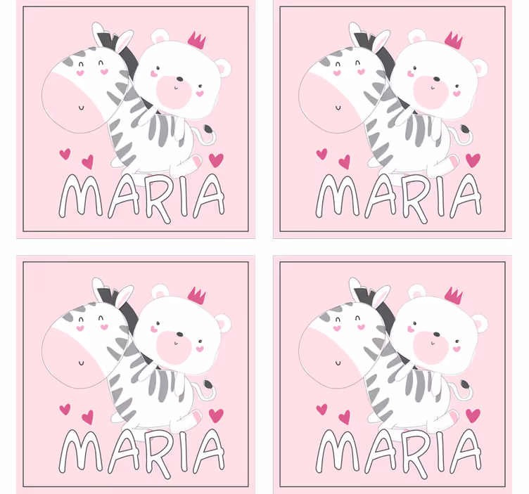 Personalizowana podkładka pod kubek urocza zebra i miś - TenStickers