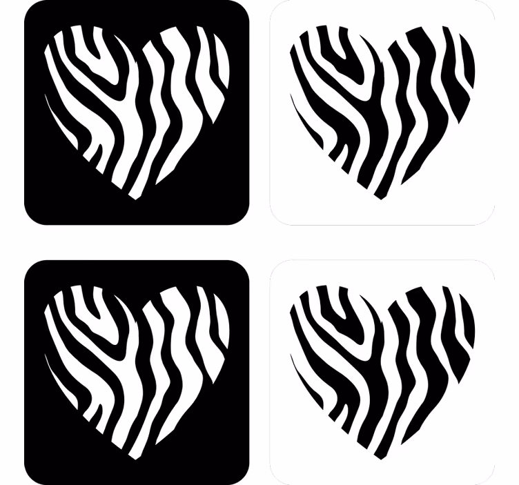 Podstawki pod kubek Serce z nadrukiem zebry - TenStickers