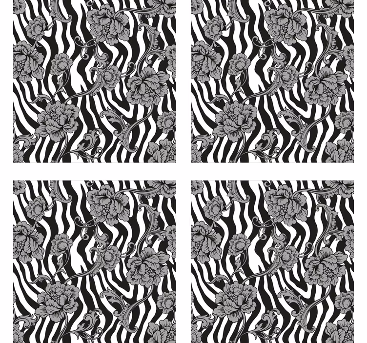 Podkładka pod kubek z wzorami zebra w kwiaty - TenStickers