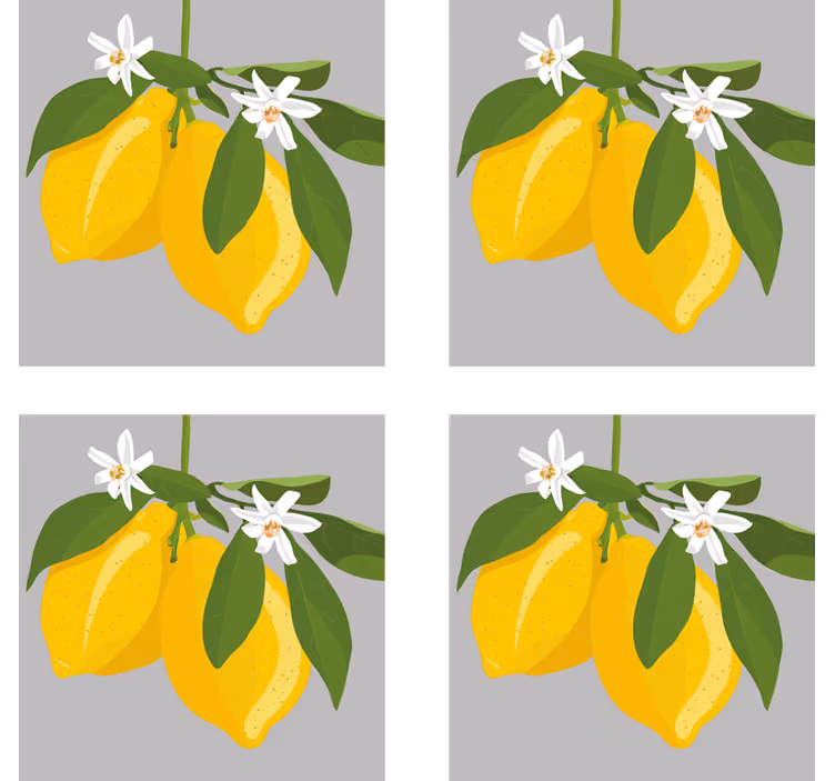 Nowoczesna podkładka pod kubek cytryny z liśćmi - TenStickers