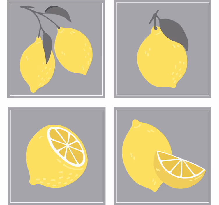 Podkładka pod kubek z wzorami cytrynowe ilustracje - TenStickers