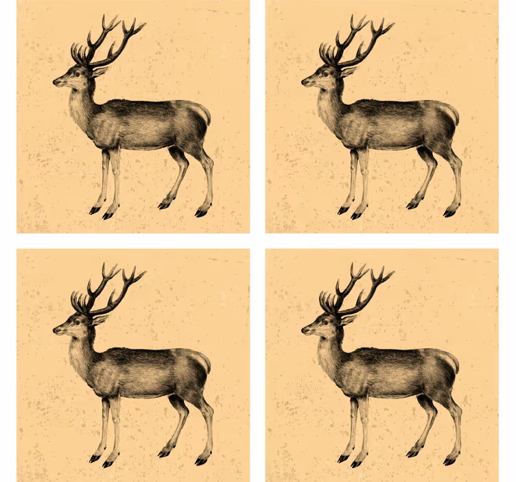 Podkładka pod piwo z ilustracją w stylu vintage jelenia - TenStickers