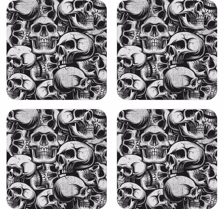 Podstawka pod kubek geek wzór czaszki monochromatyczny - TenStickers