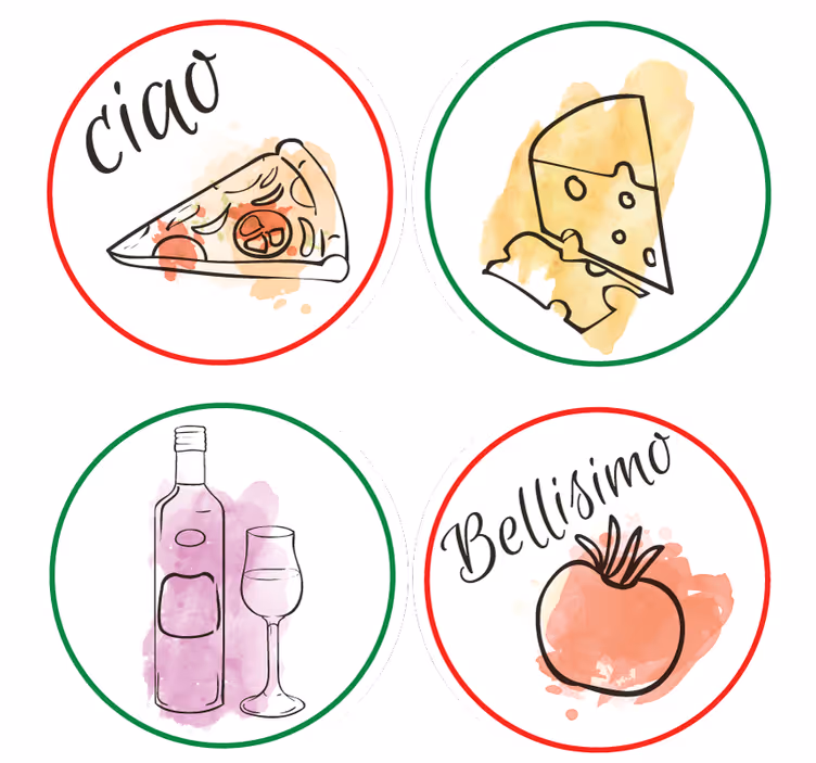 Podkładki pod kubek z włoskim jedzeniem - TenStickers