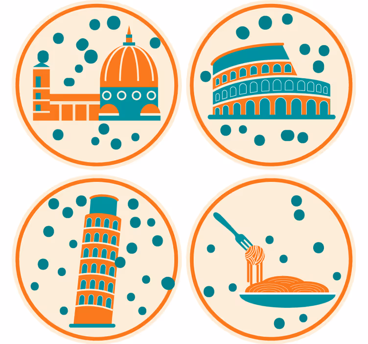 Nowoczesna podkładka pod kubek ikoniczne włoskie zabytki - TenStickers