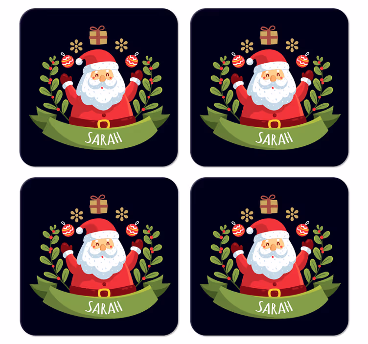 Podkładka pod kubek na święta święty mikołaj z imieniem - TenStickers
