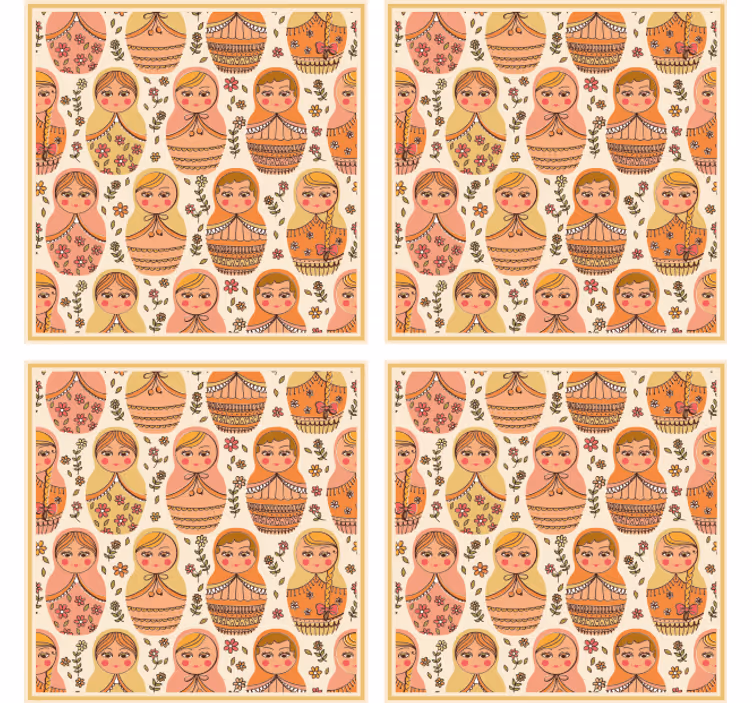 Podstawka pod kubek geek wzór kolorowych matrioszek - TenStickers