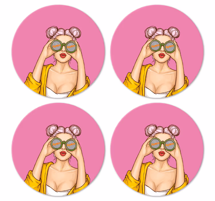 Podstawka pod kubek geek z figlarną postacią w okularach - TenStickers