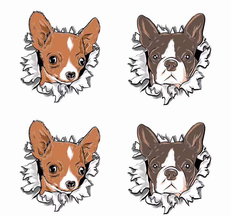 Podstawka pod kubek geek twarze chihuahua i buldożka - TenStickers