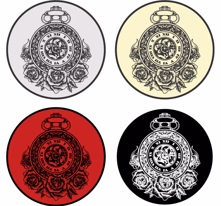 Vintage podstawka pod kubek róże z kieszonkowego zegara - TenStickers