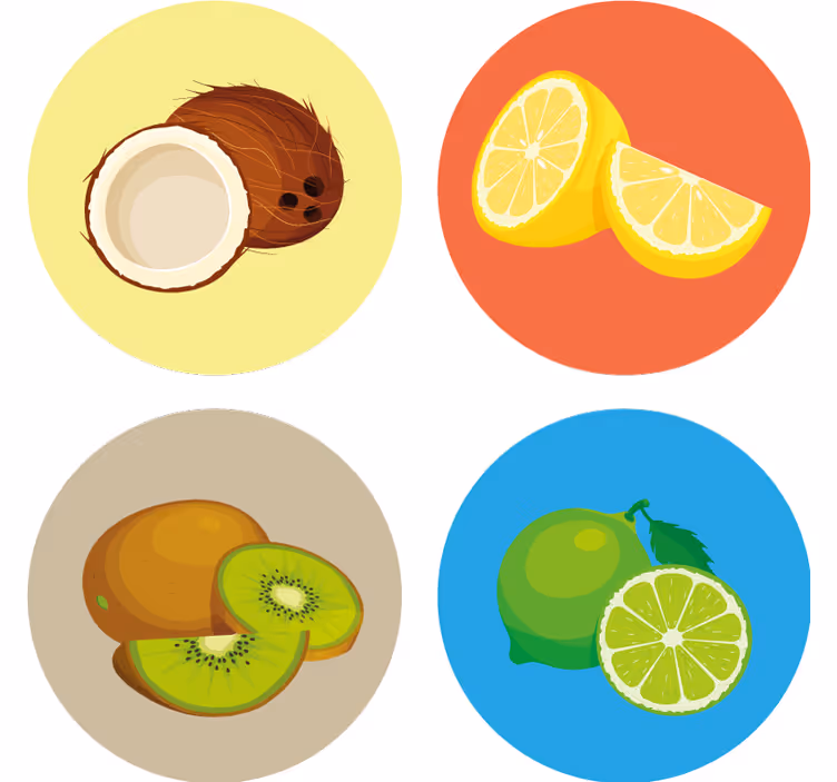 Nowoczesna podkładka pod kubek kolekcja ilustracji owoców - TenStickers