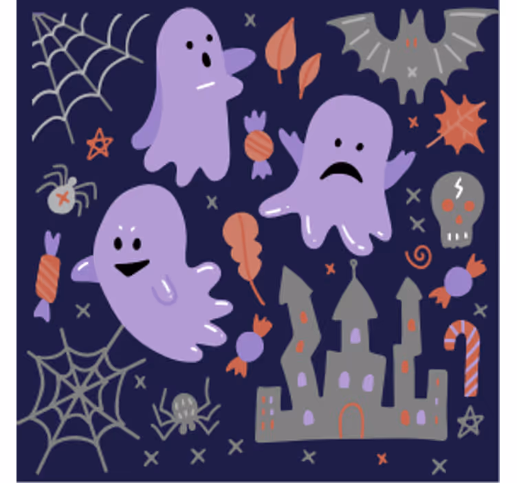 Podkładka pod kubek halloween wesołe wzory duchów - TenStickers