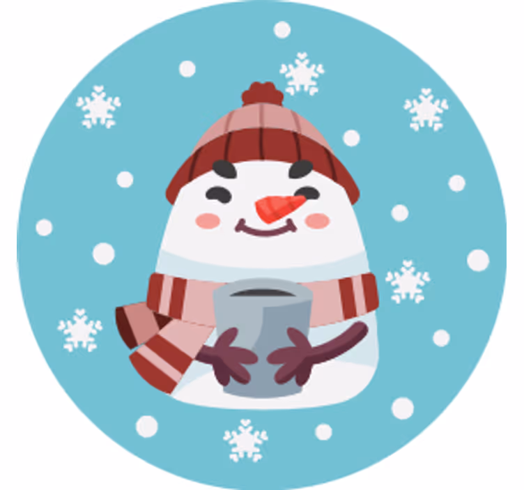 Podkładka pod kubek na święta bałwanek z kubkiem - TenStickers