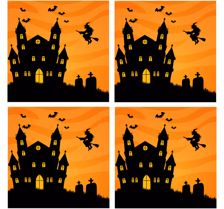 Podkładka pod kubek halloween sylwetka nawiedzonego domu - TenStickers