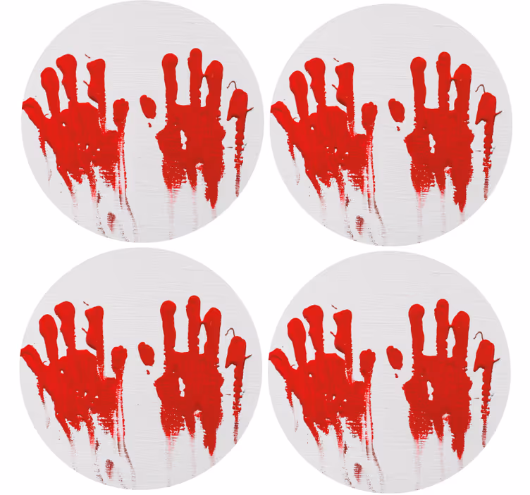 Podkładka pod kubek halloween wzór czerwonych odcisków dłoni - TenStickers