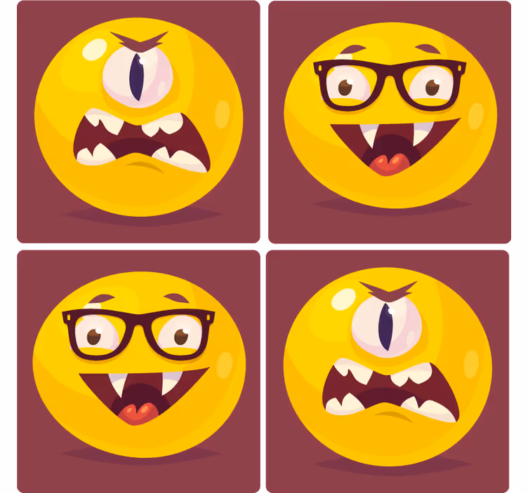 Podstawka pod kubek geek z figlarnymi uśmiechami - TenStickers