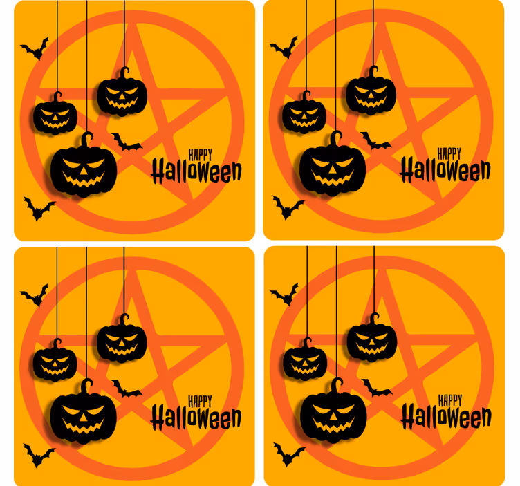 Podkładka pod kubek Halloween upiorny motyw dyni - TenStickers