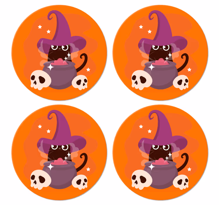 Kot z ilustracją kapelusz czarownicy - TenStickers
