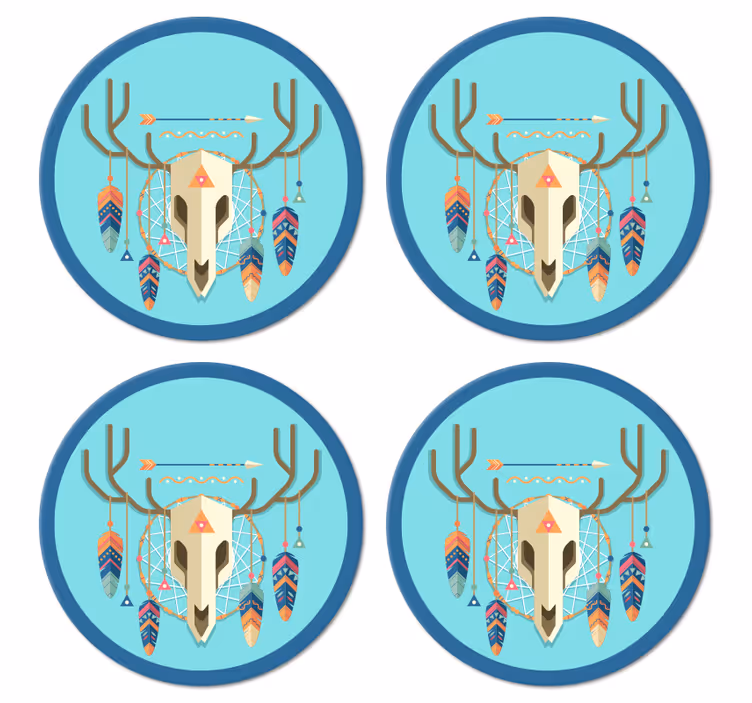 Nowoczesna podkładka pod kubek Styl boho czaszki - TenStickers