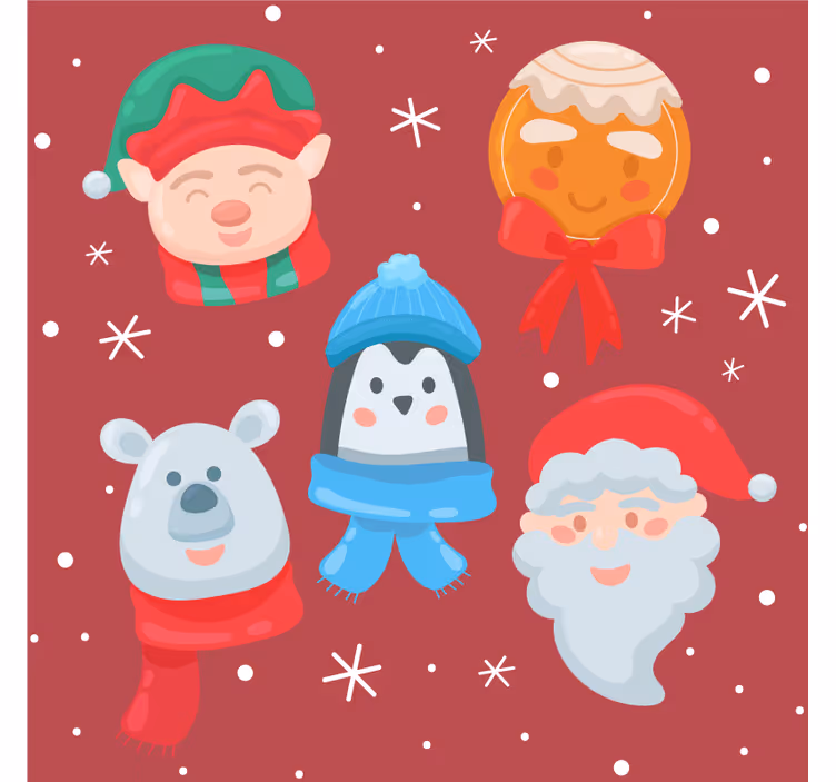 Podkładka pod kubek na święta zestaw figurek Świątecznych - TenStickers