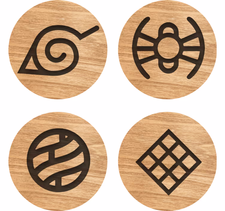 Podstawki pod kubek geek Drewniany wzór naruto - TenStickers