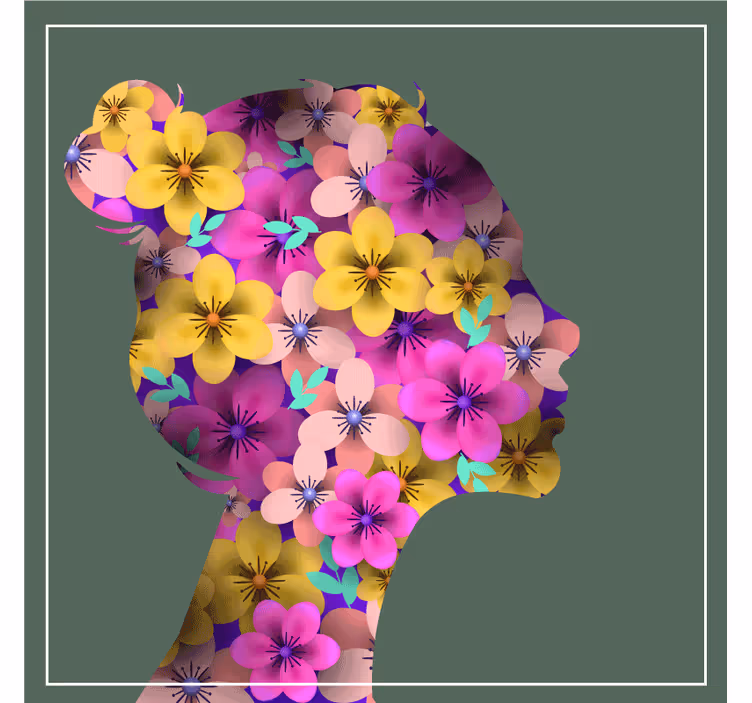 Nowoczesna podkładka pod kubek kwiatowy profil silhouette - TenStickers