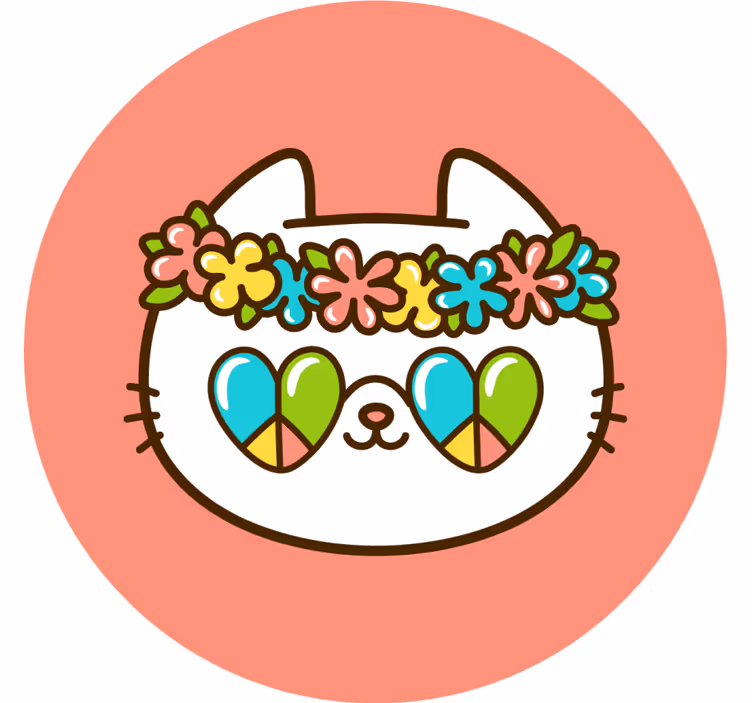 Podstawka pod kubek geek kot w koronie kwiatów - TenStickers