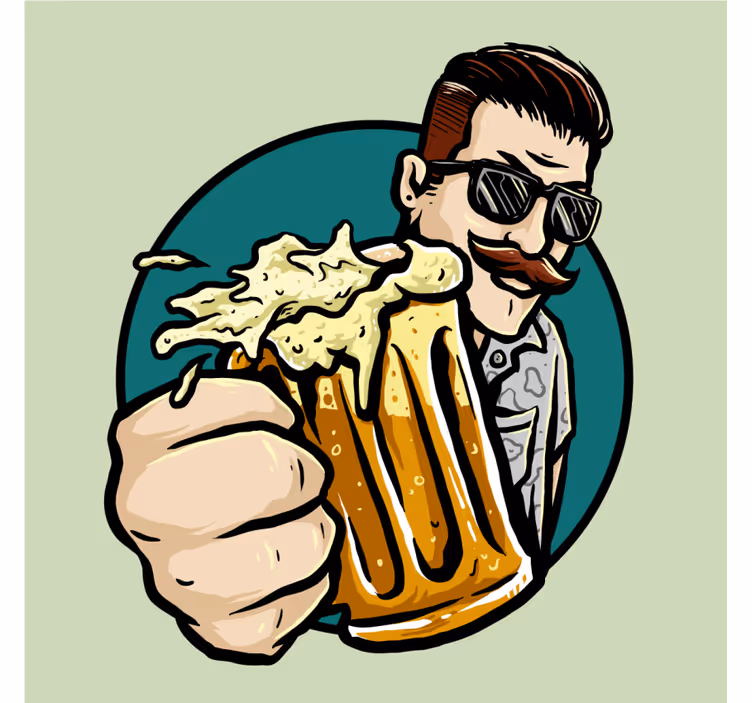 Podkładka pod piwo z wąsami i kuflem - TenStickers