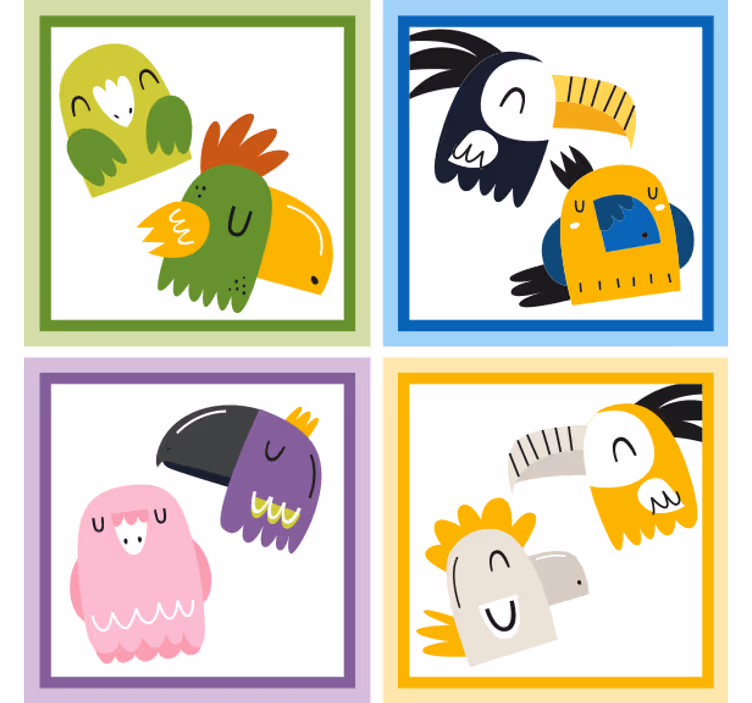 Podkładka pod piwo kolorowe twarze ptaków - TenStickers