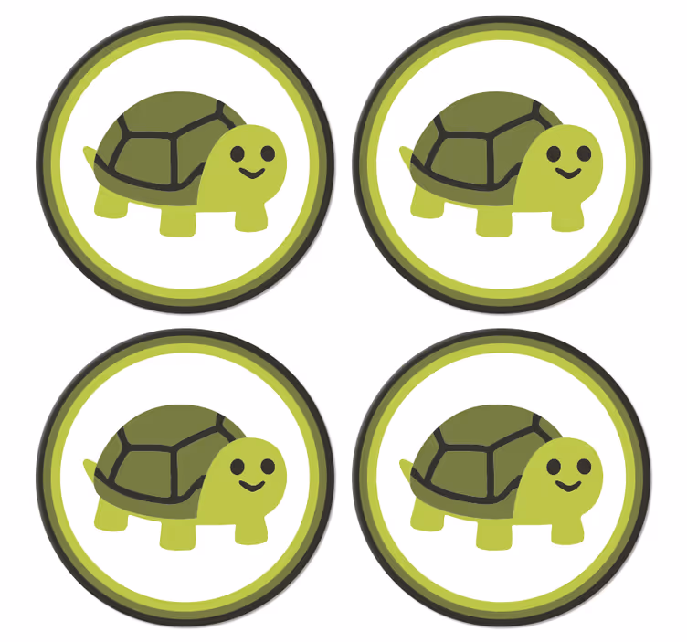 Podkładka pod kubek Zabawna kreskówka żółwia - TenStickers