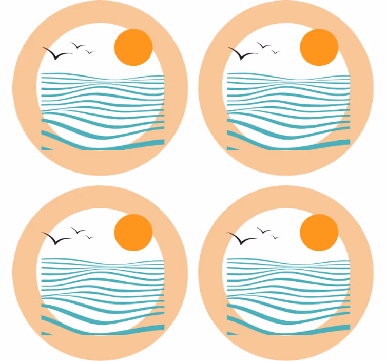 Nowoczesna podkładka pod kubek fala zachodu słońca - TenStickers