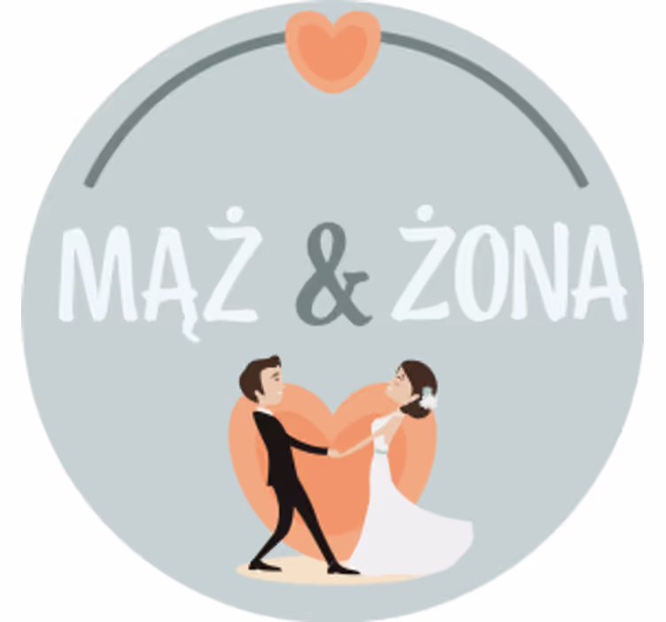 Podstawka pod kubek ślubna para młoda w sercu - TenStickers