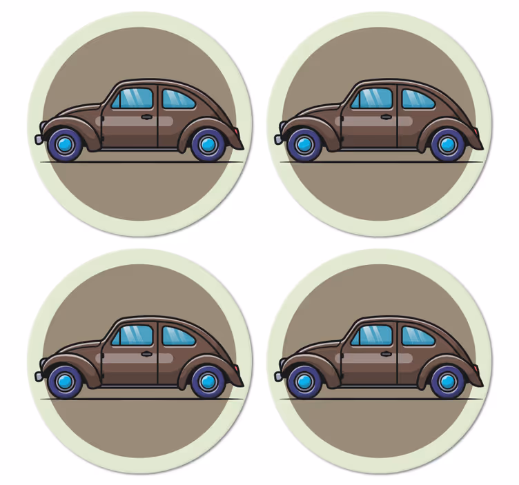 Vintage podstawka pod kubek ilustracja samochodu retro - TenStickers