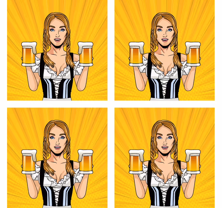 Podkładka pod piwo wesoła kobieta z piwem - TenStickers