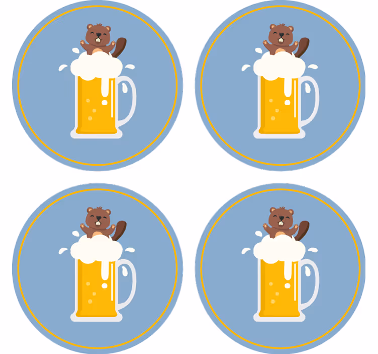 Podkładka pod piwo wesoły bóbr kubek - TenStickers