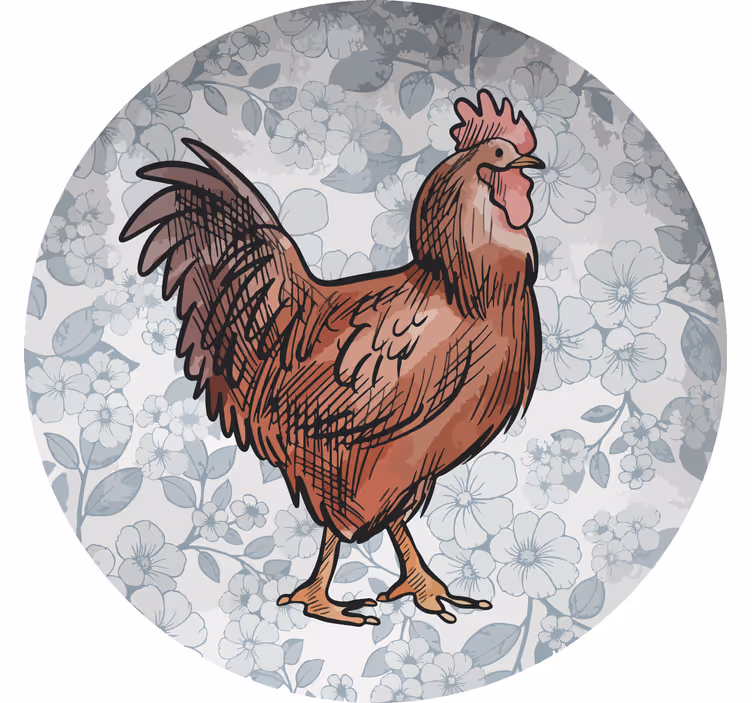 Nowoczesna podkładka pod kubek ilustracja kwiatowej kury - TenStickers