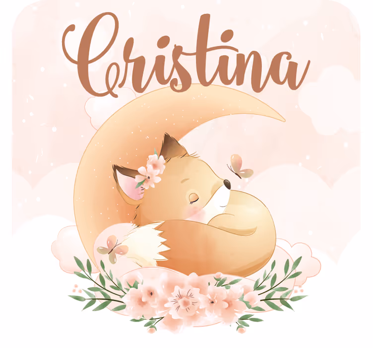 Personalizowana podkładka pod kubek Śpiący lis z kwiatami - TenStickers