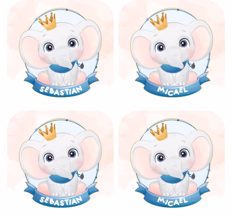 Personalizowana podkładka pod kubek portrety słoni - TenStickers