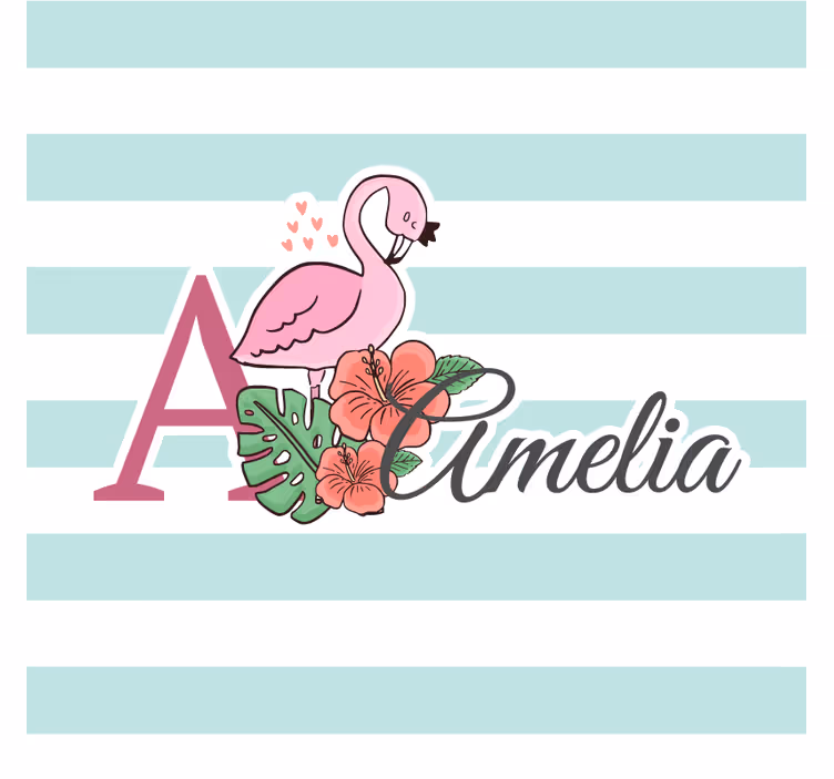 Personalizowana podkładka pod kubek flamingo w kwiaty - TenStickers