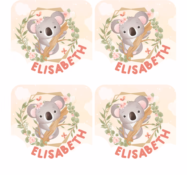 Personalizowana podkładka pod kubek uroczy koala z kwiatami - TenStickers