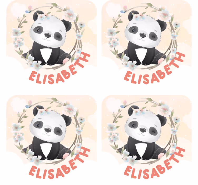 Personalizowana podkładka pod kubek panda z kwiatami - TenStickers