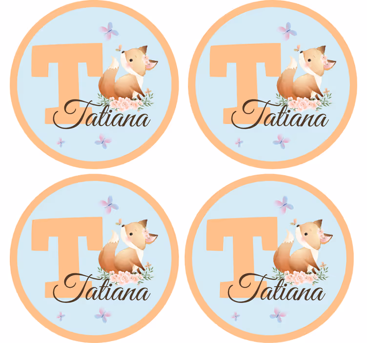 Personalizowana podkładka pod kubek z wesołym liskiem - TenStickers