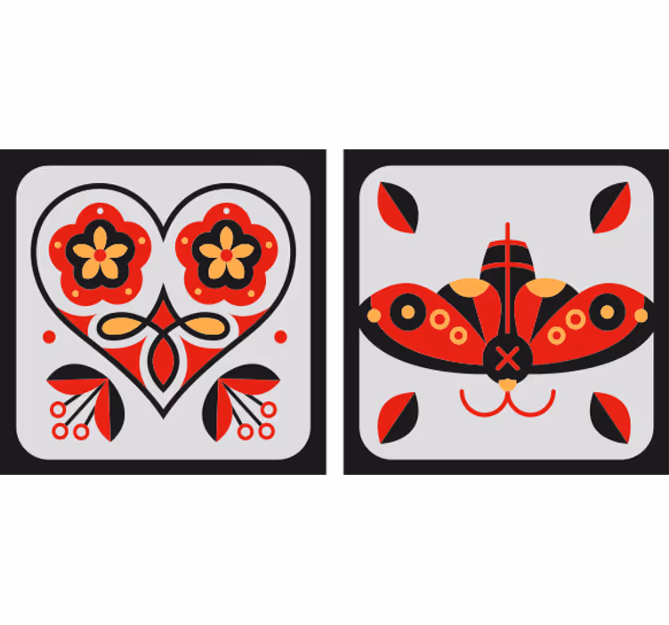 Podstawka pod kubek geek motywy serca i motyla - TenStickers